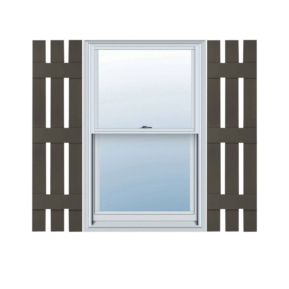 12 inch x 76 inch Vinyl Board-n-Batten Shutters, Musket Brown O93408