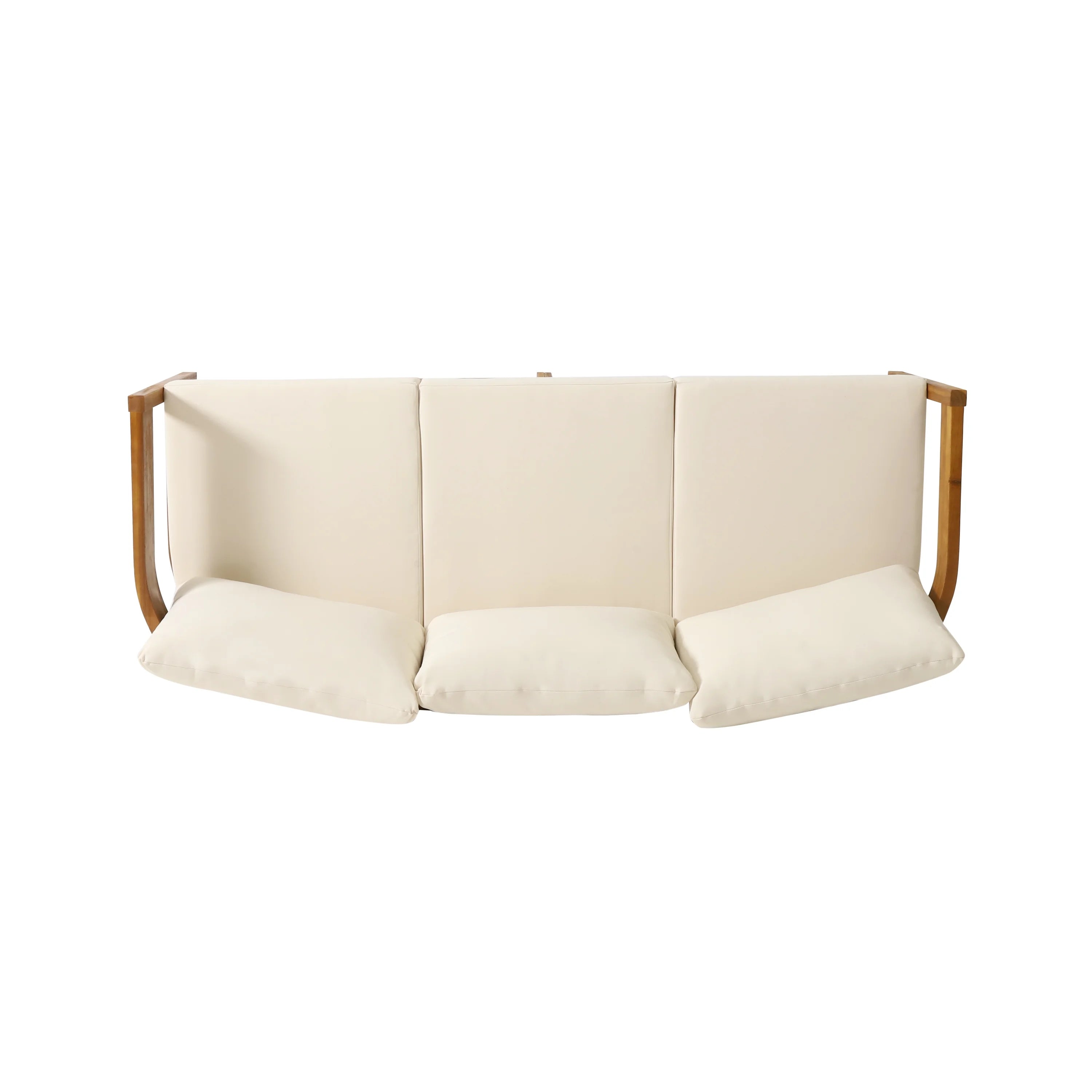 Beige Acacia Wood 3 Seater Sofa Chat Set with Ottoman P73857