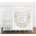 Blush Pink Mint White Butterfly Floral 4-Piece Crib Bedding Set T680