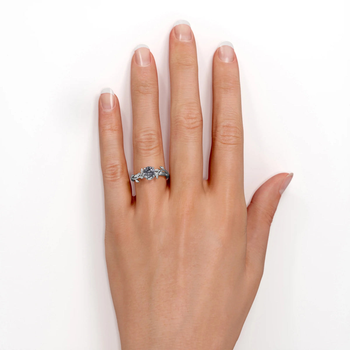 0.50 Carat Solitaire Round Cut Black Rutilated Quartz Engagement Ring X5787