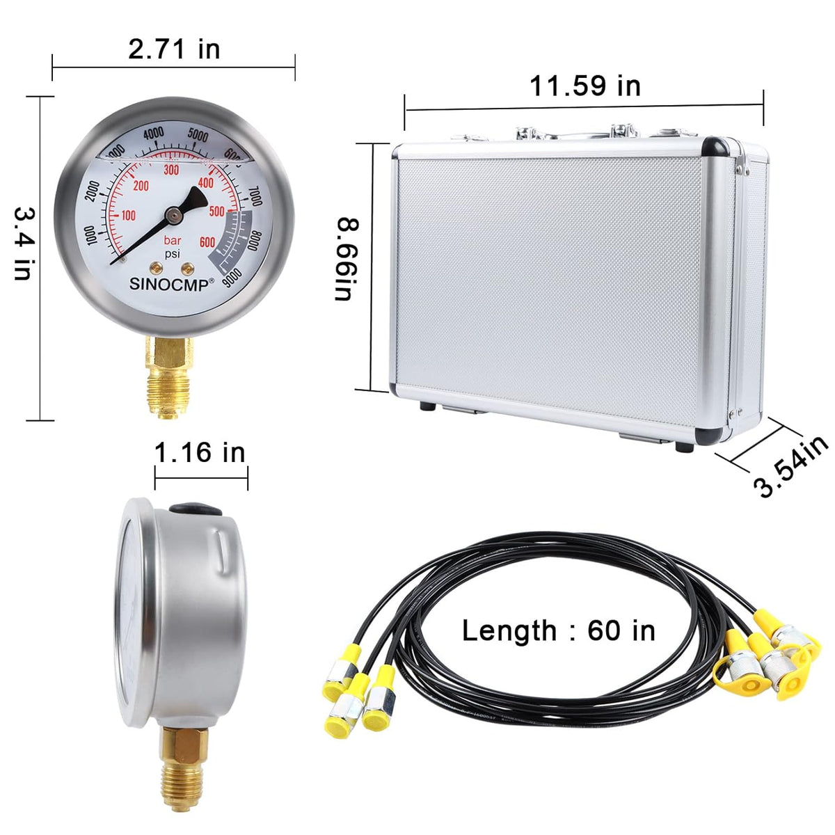 Hydraulic Pressure Test Kit with Pressure Gauge J163556