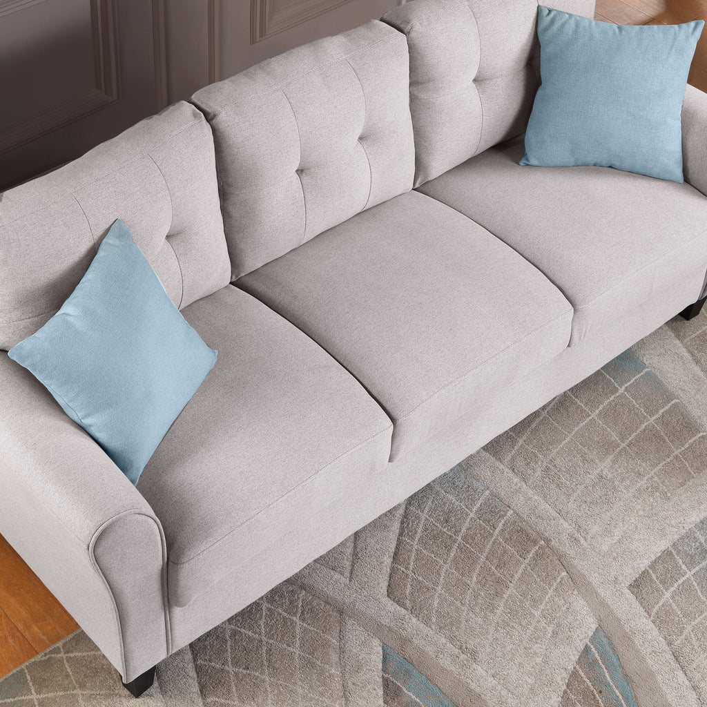 Light Grey Linen 3-Seat Sofa S855458