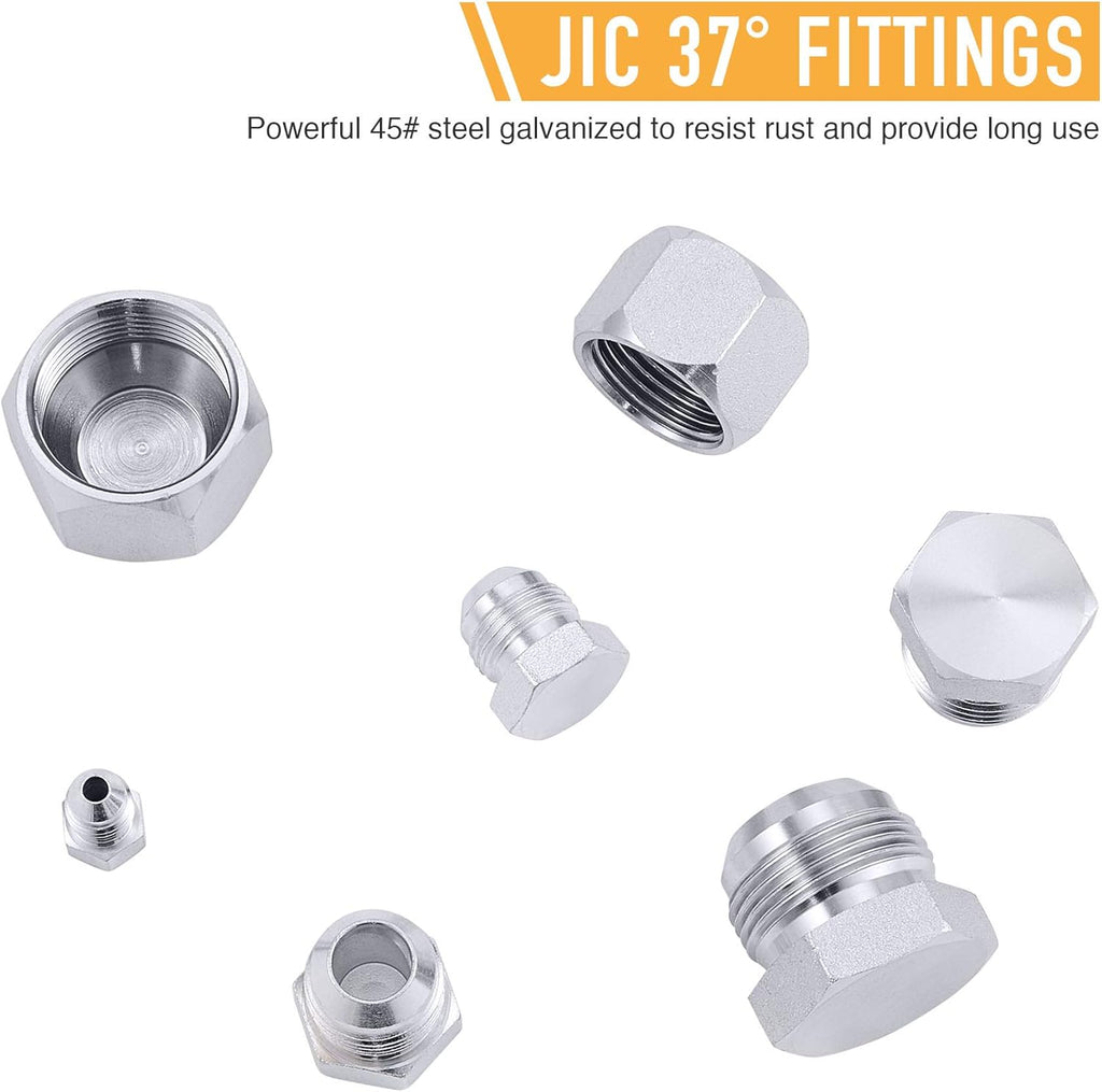 64 Piece Hydraulic Cap and Plug Kit Galvanized 45# Steel N270736