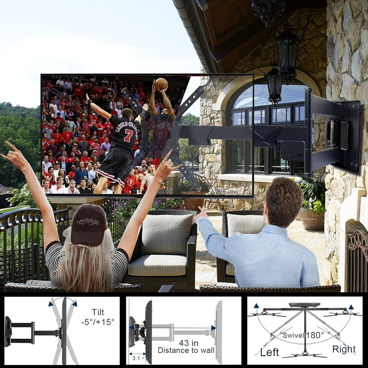 Long Arm Full Motion TV Wall Mount Bracket with Articulating Arm C8422
