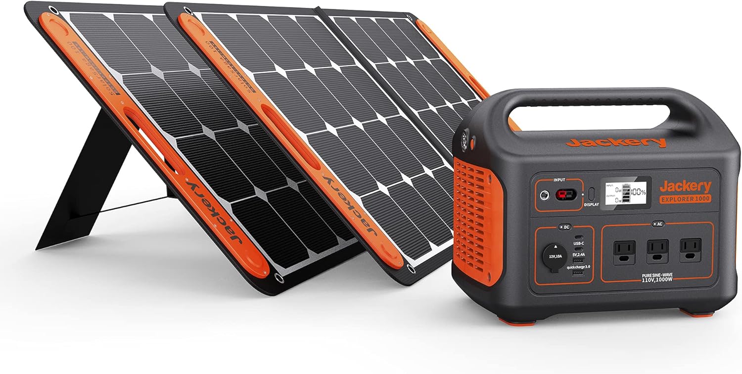 Solar Generator 1000 with 100W Solar Panel and Lithium Battery Pack U5691