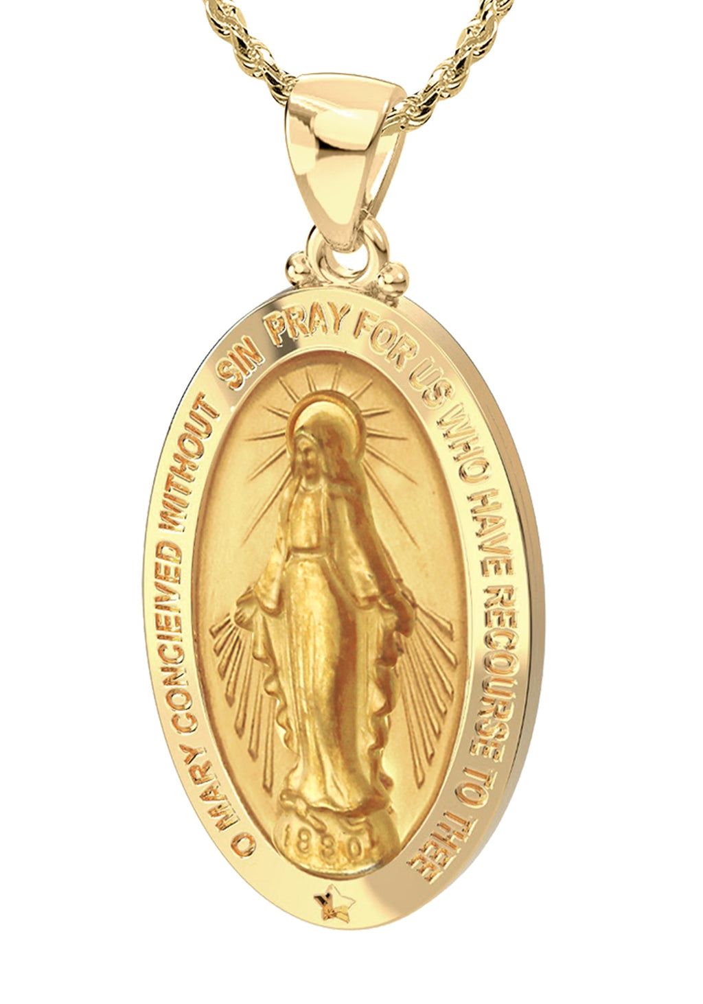 14K Yellow Gold Oval Pendant Necklace F6529