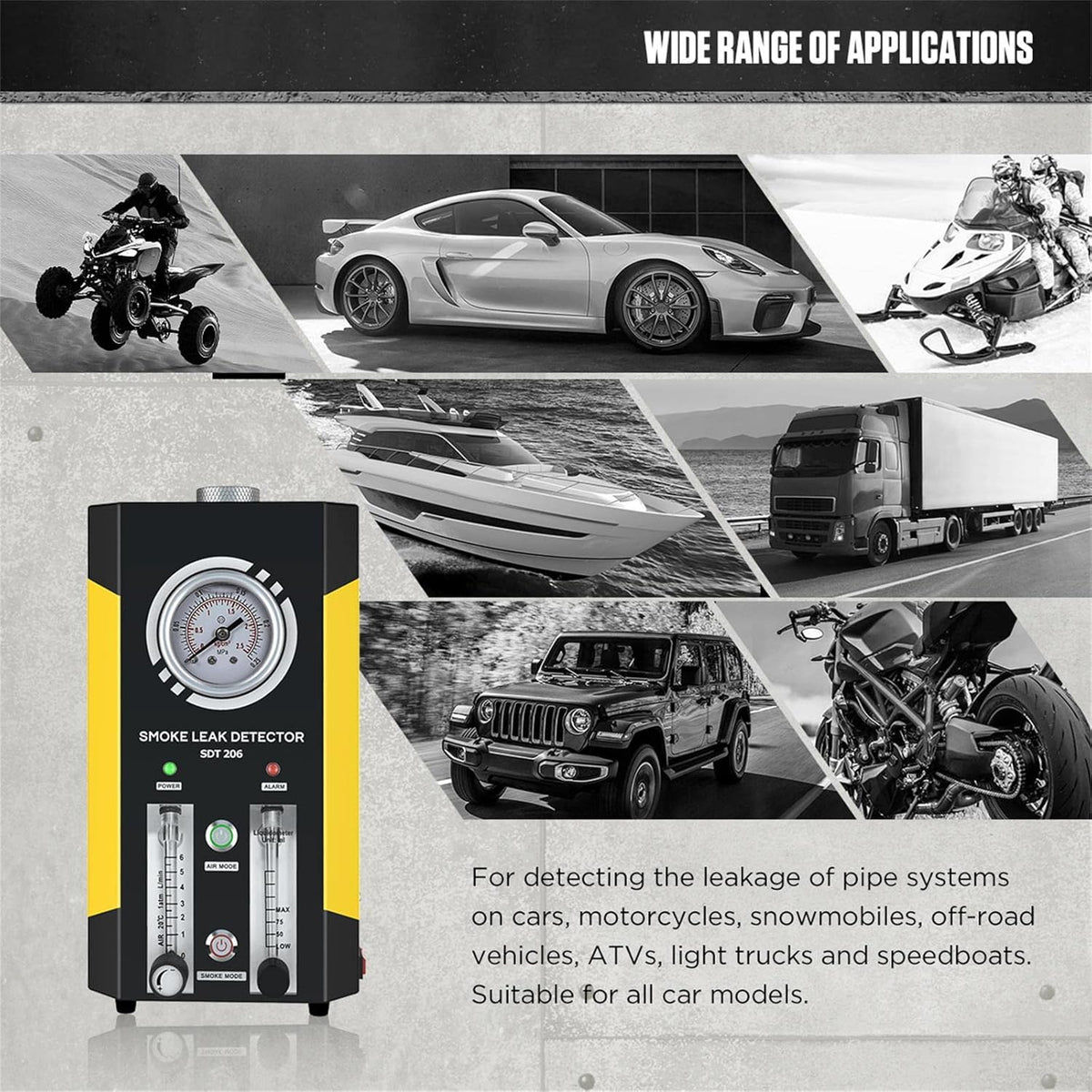 Automotive Smoke Machine Leak Detector EVAP 12V Car Pipe System Smoke Tester with Adjustable Flow Meter K286679
