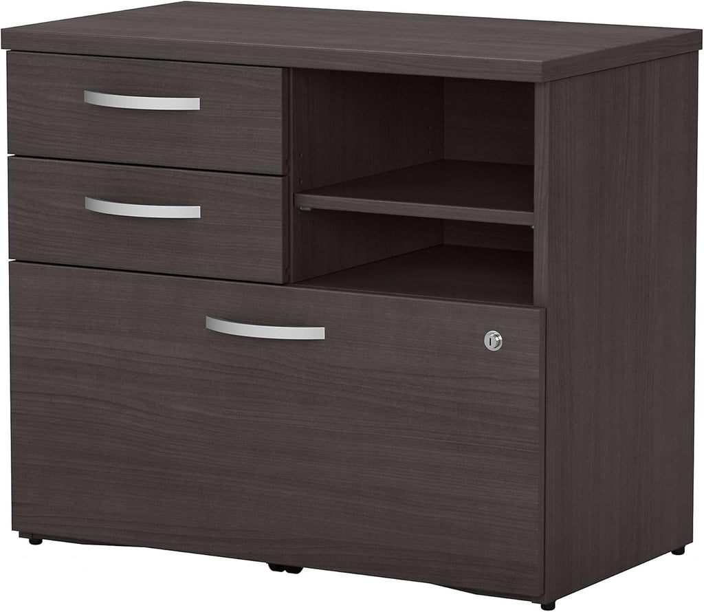 Storm Gray Office Storage Cabinet with Drawers and Shelves X7408