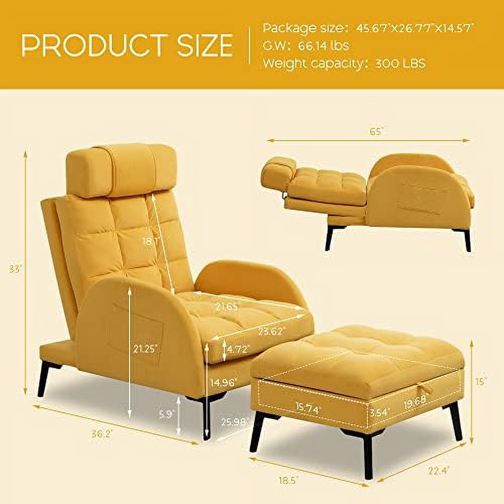 Yellow Velvet Accent Chair with Ottoman X97467