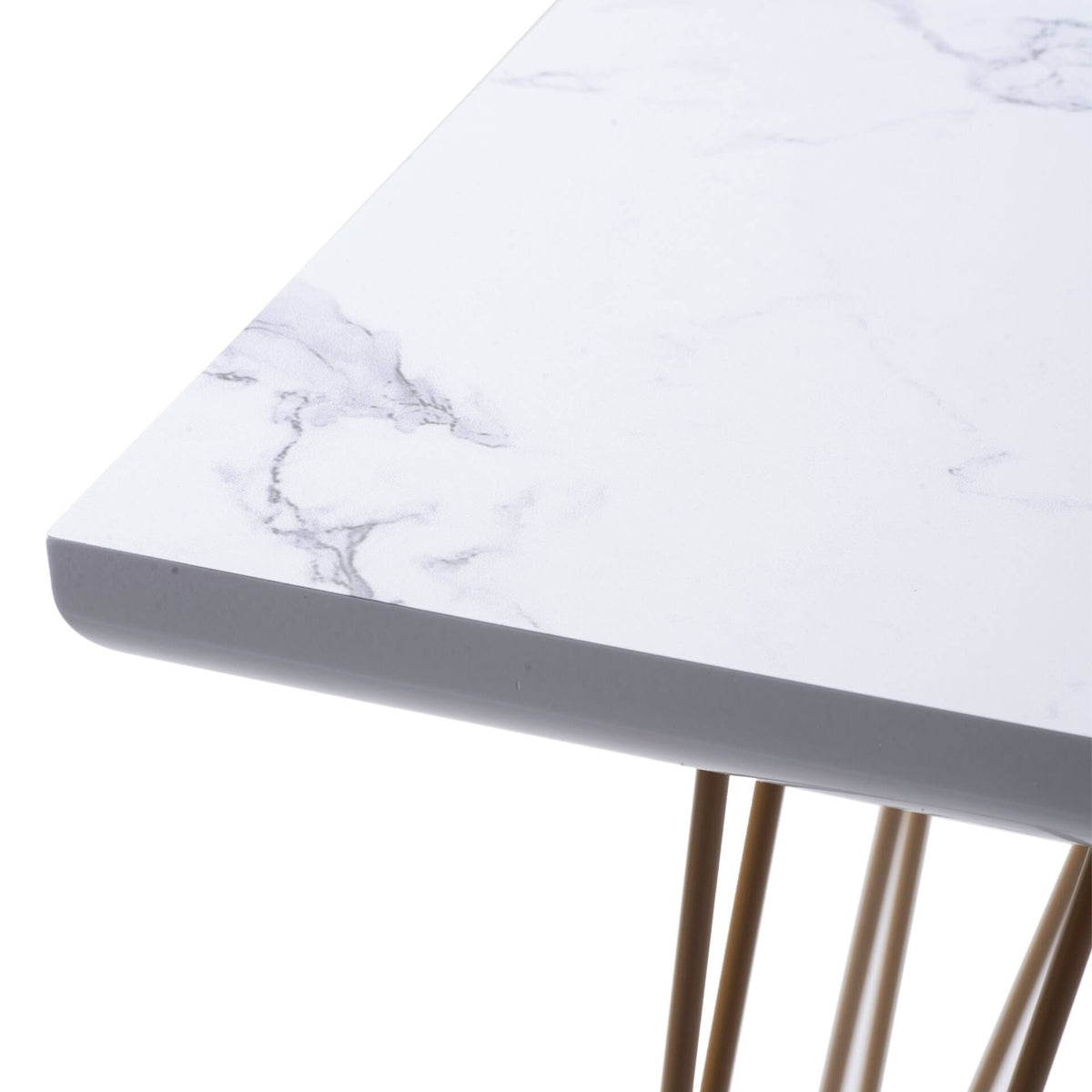 White Gold Gloss Wood Top Table W62812