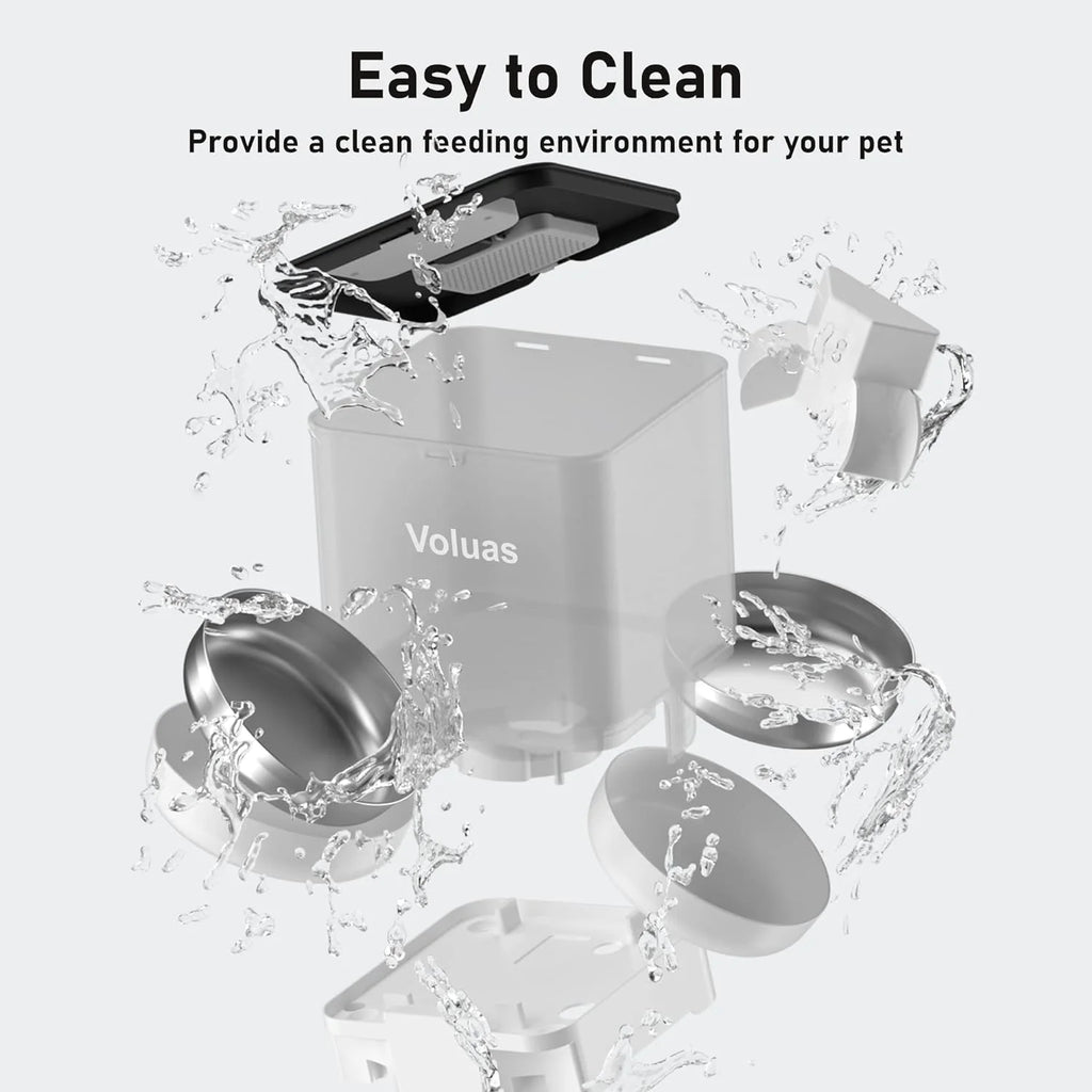Automatic Cat Feeder with 2 Stainless Steel Bowls, 6L Timed W890