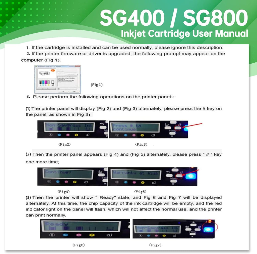 Sublimation Ink Cartridge 5-Pack for Sawgrass SG 400 SG 800 Printer M619