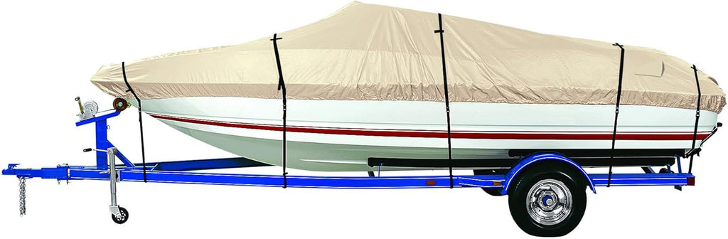 Trailerable Boat Cover 14'-16' Waterproof Heavy Duty Marine Grade Canvas Pack of 2 N674615