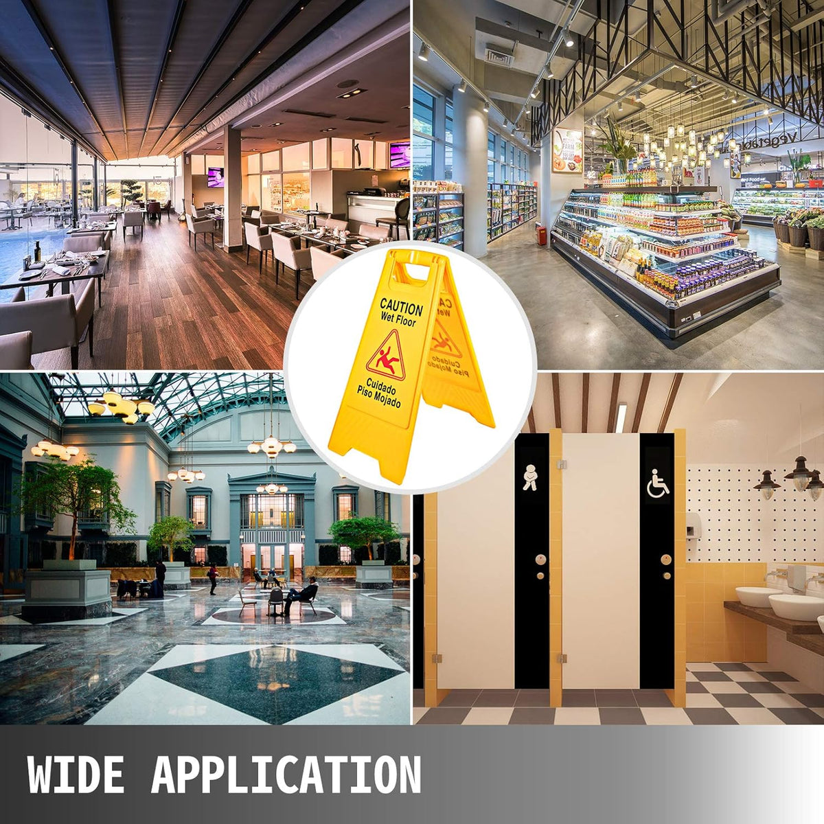 12 Pack Yellow Double Sided Plastic Wet Floor Sign J797648