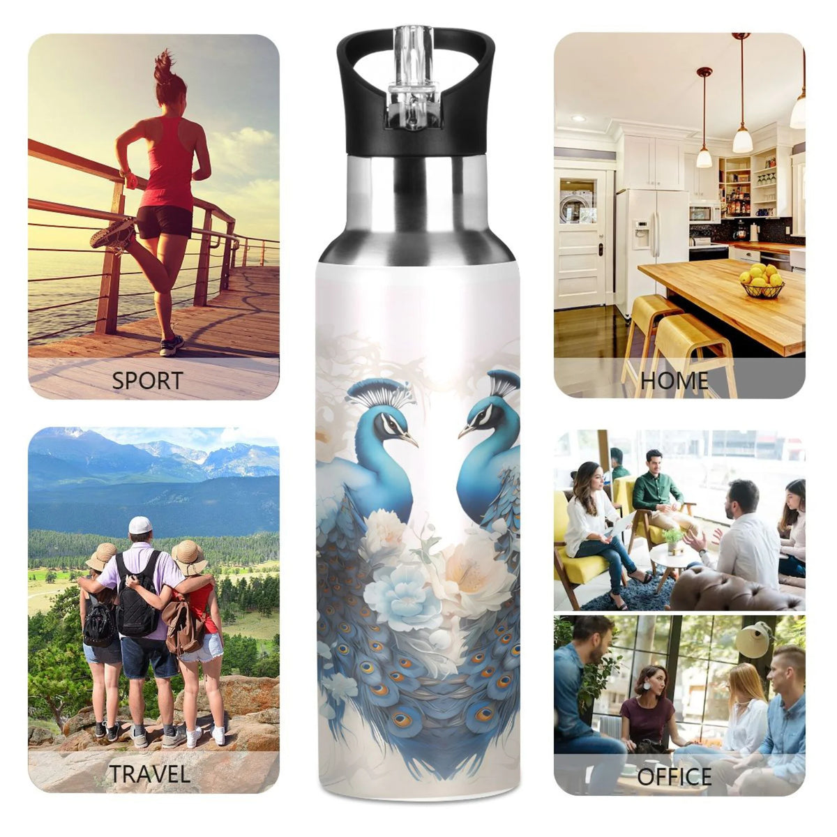 Stainless Steel Insulated Water Bottle with Straw Lid U58980