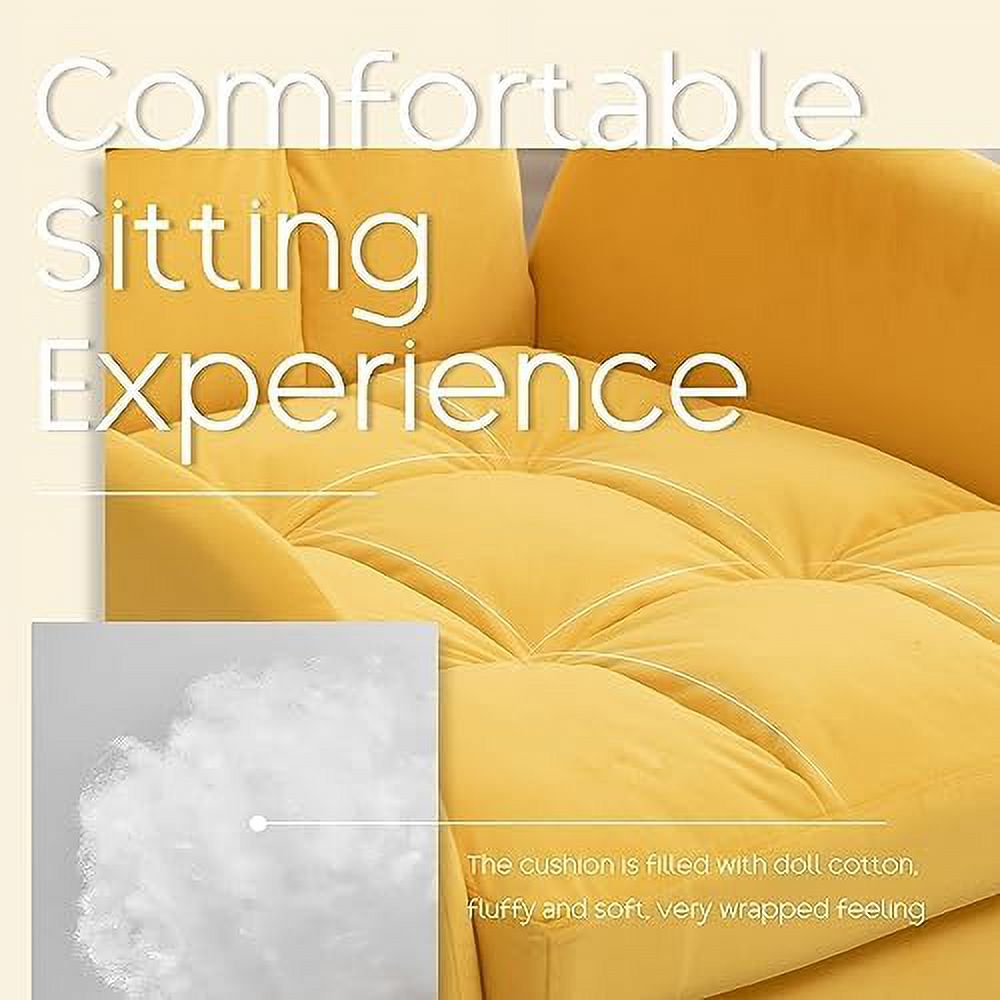 Yellow Velvet Accent Chair with Ottoman X97467