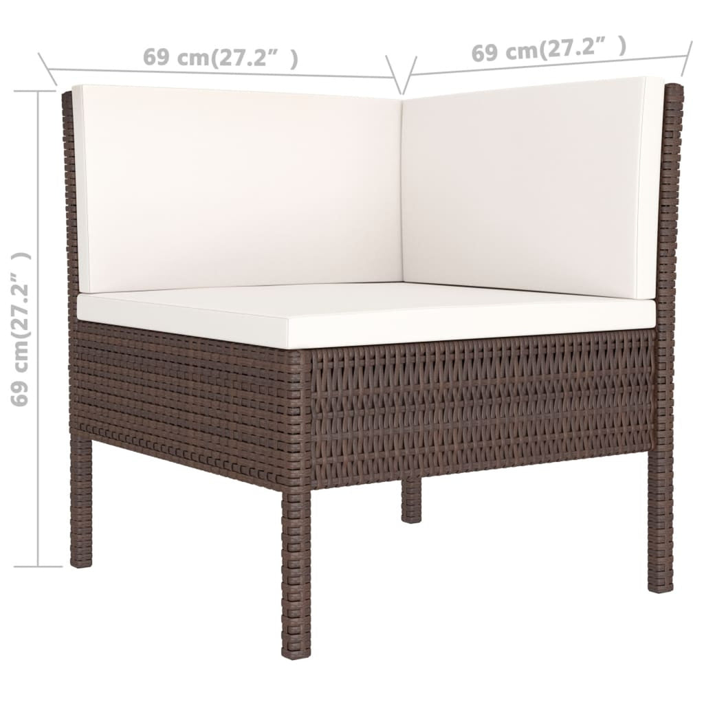 3 Piece Poly Rattan Outdoor Sectional Sofa Set with Cushions Steel Frame X1003