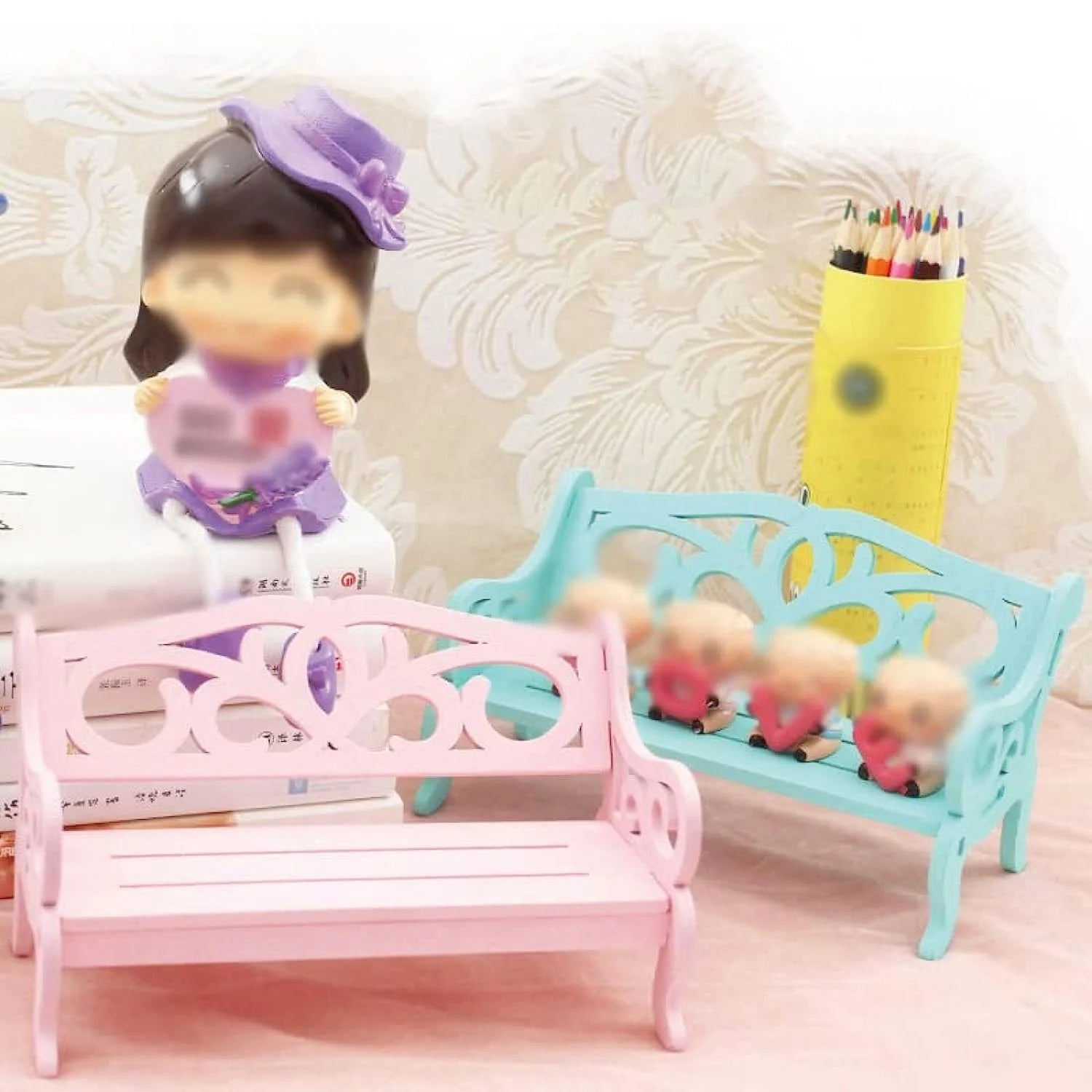 Blue Pack of 2 Miniature Park Benches Q339240