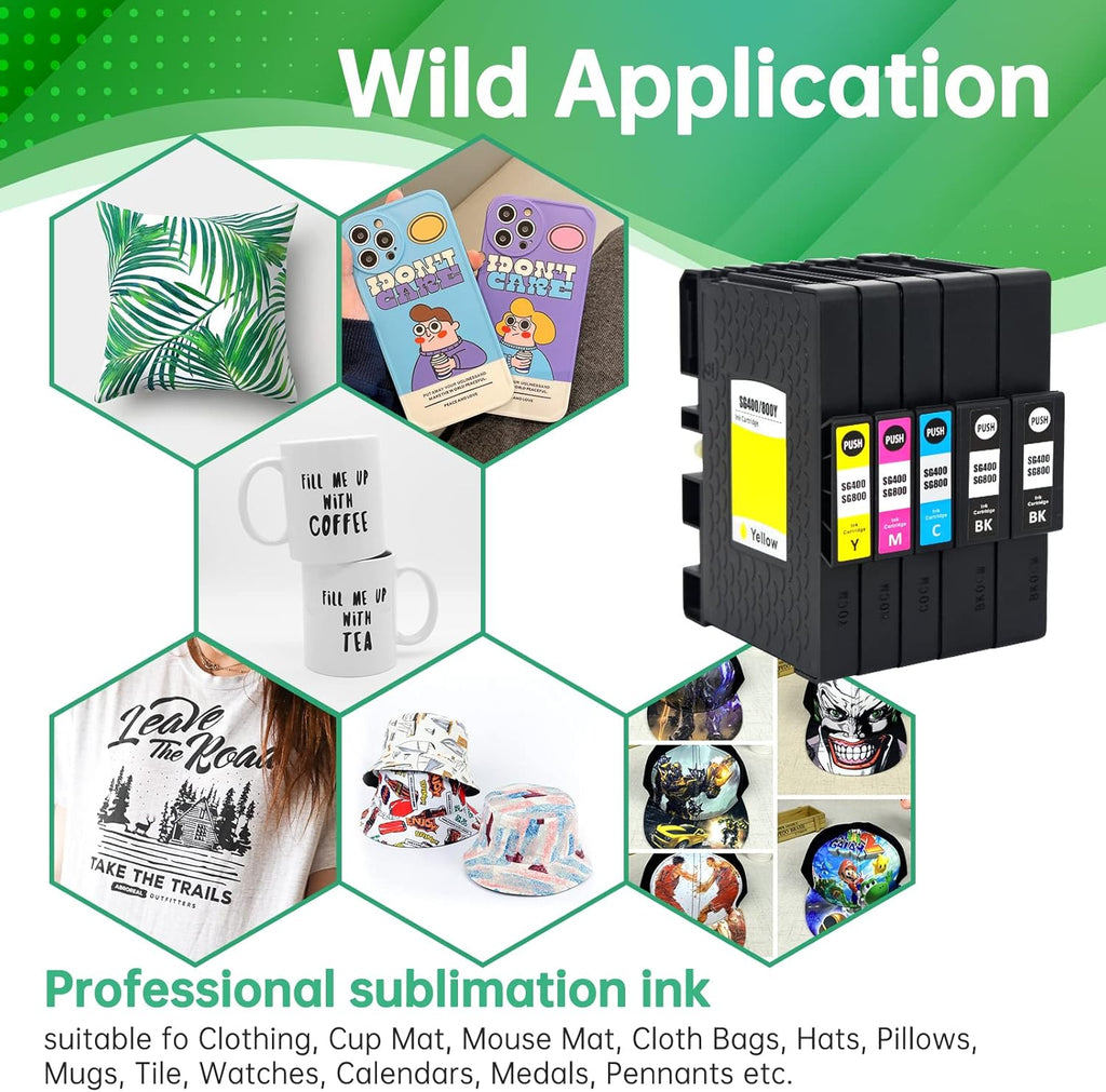 Sublimation Ink Cartridge 5-Pack for Sawgrass SG 400 SG 800 Printer M619
