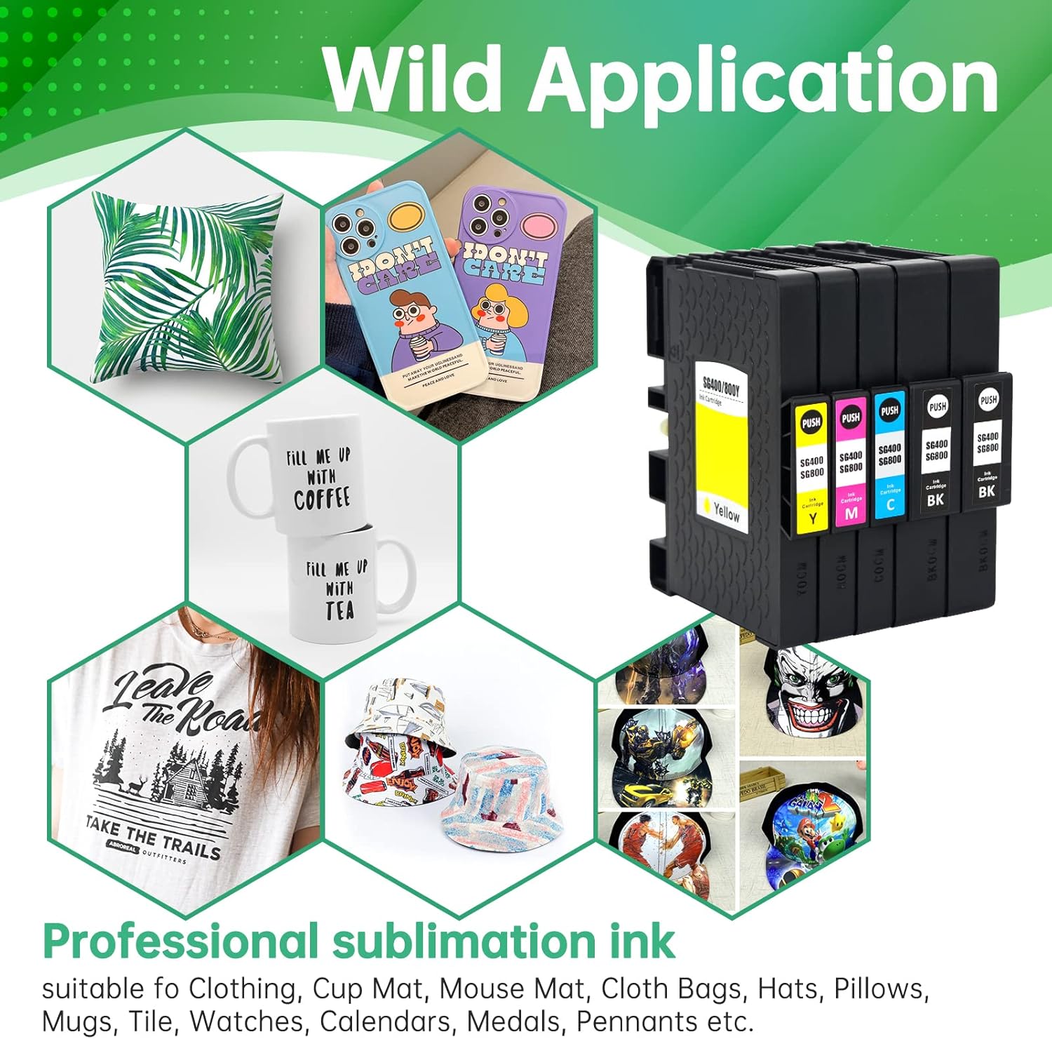 Sublimation Ink Cartridge 5-Pack for Sawgrass SG 400 SG 800 Printer M619