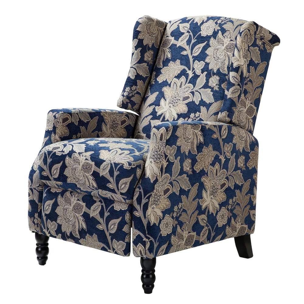 Navy Wing Back Manual Recliner S397