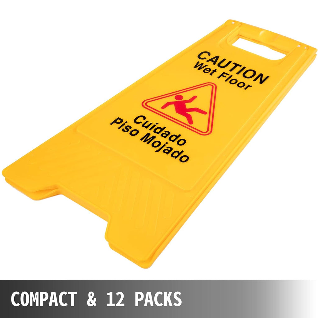 12 Pack Yellow Double Sided Plastic Wet Floor Sign J797648