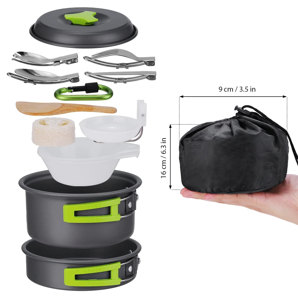 15 Pcs Non Stick Camping Cookware Set U723675