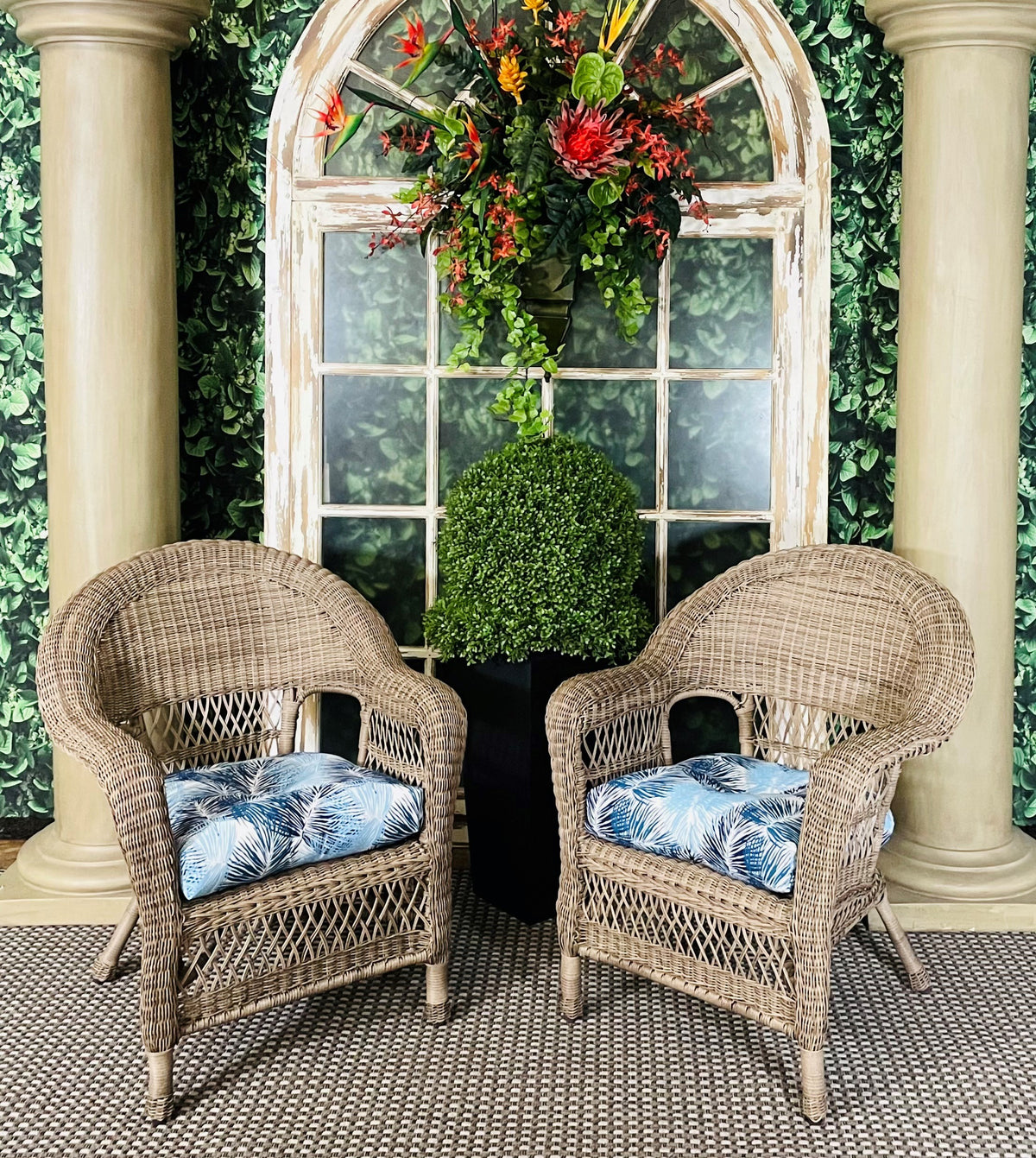 Indigo Blue Outdoor Seat Cushion Set of 2 J430290