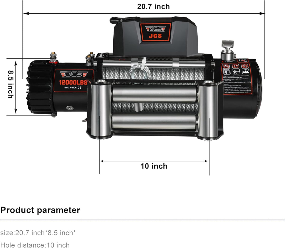 12000 lb 12V Electric Winch with Steel Wire Cable and Wireless Remote S77278