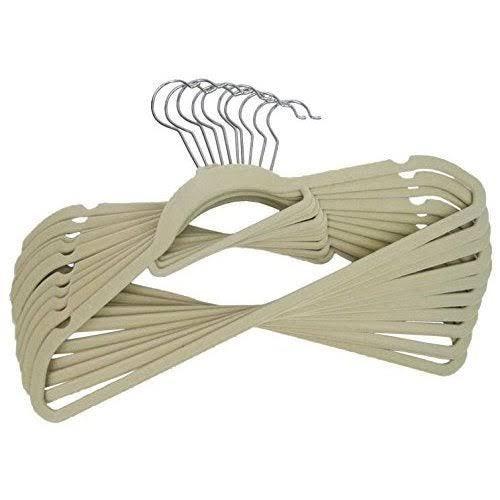 Beige Velvet Suit Hangers with Tie Bar (Case of 200) N26838