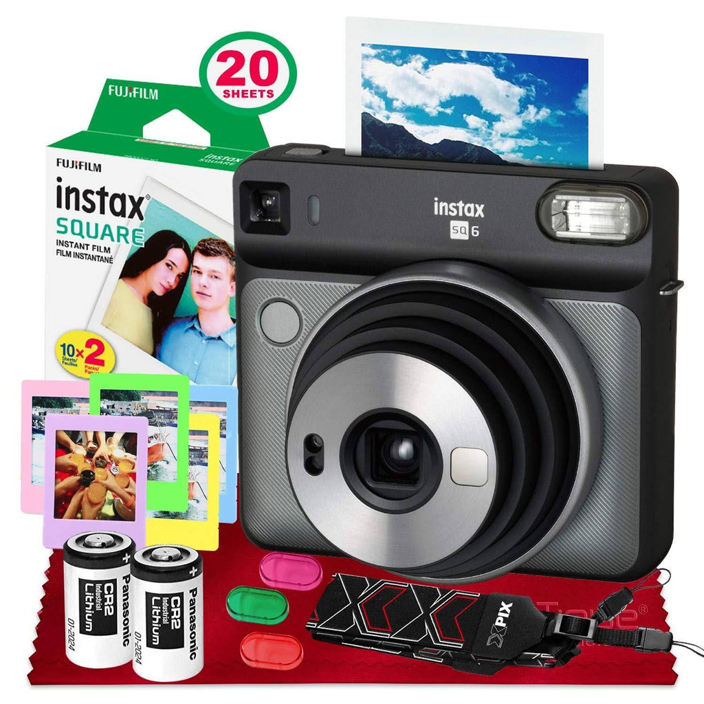 Graphite Gray Instant Film Camera with 20 Sheets Film and Camera Strap V975733