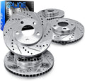 Front Rear Drilled and Slotted Brake Rotors H32221