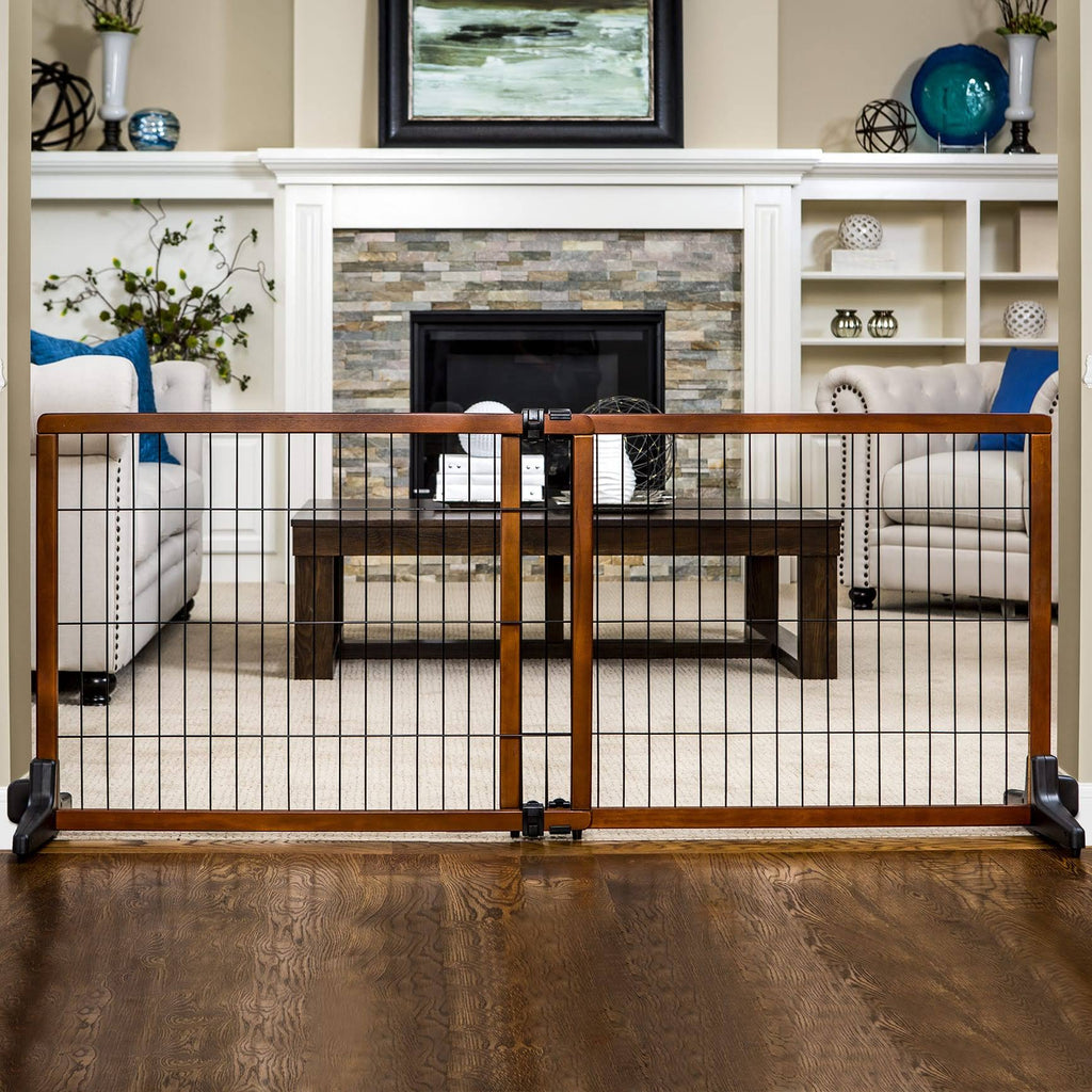 Freestanding Pet Gate, Brown/Black O869