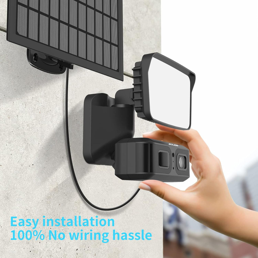 Solar Battery Powered Outdoor Security Camera with 2-Way Audio and Motion Siren Alarm P9095