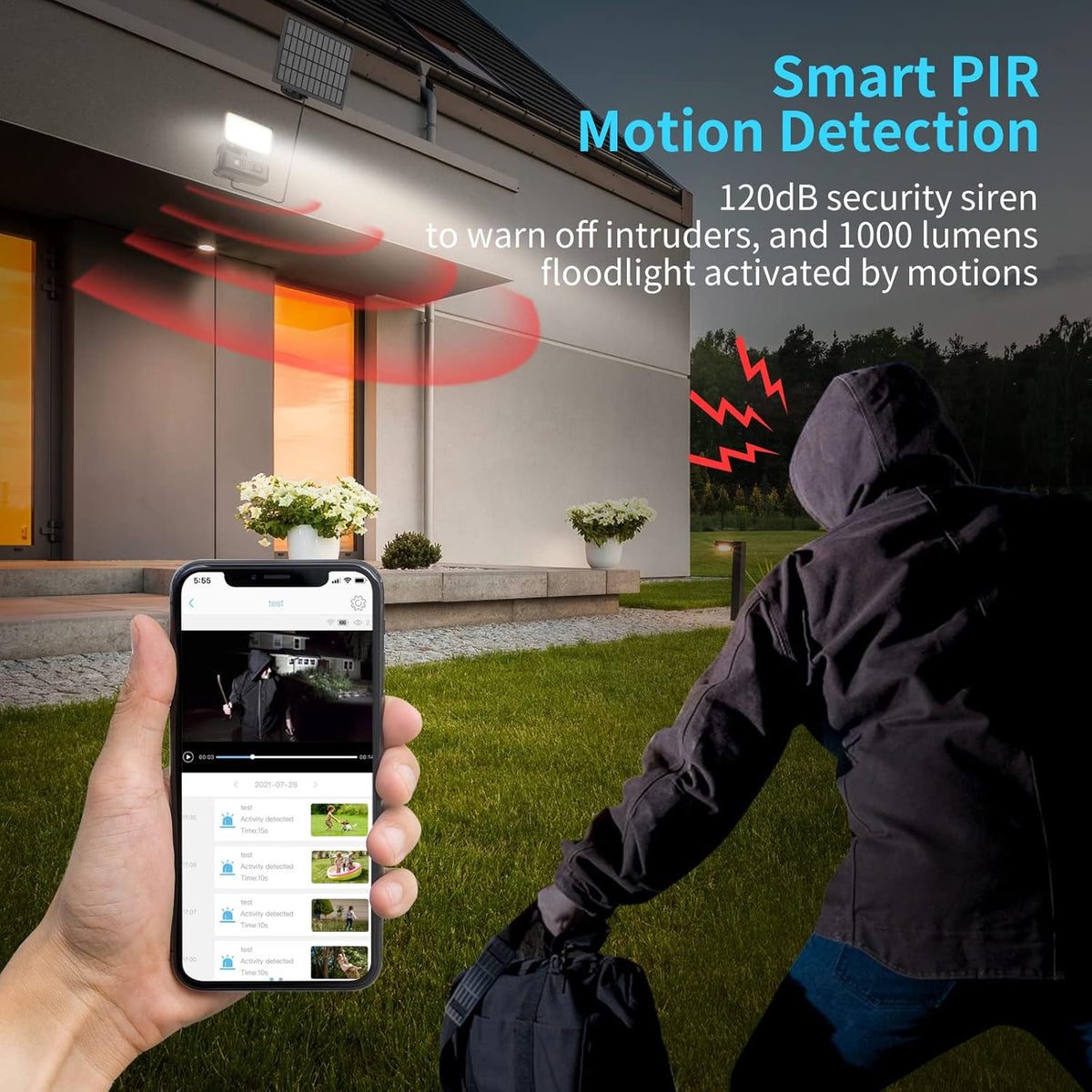 Solar Battery Powered Outdoor Security Camera with 2-Way Audio and Motion Siren Alarm P9095