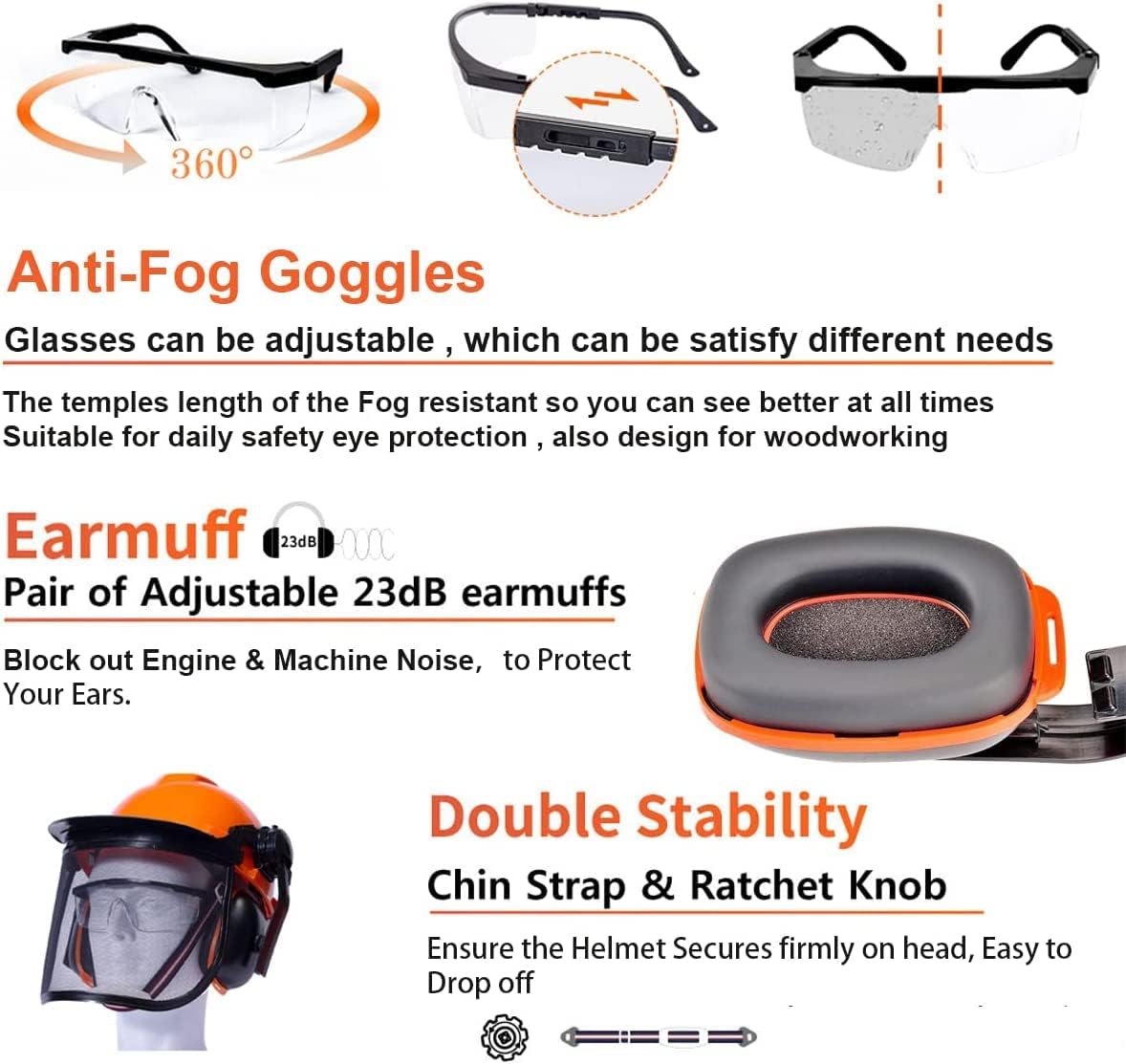 Chainsaw Helmet with Safety Face Shield and Ear Muffs G125