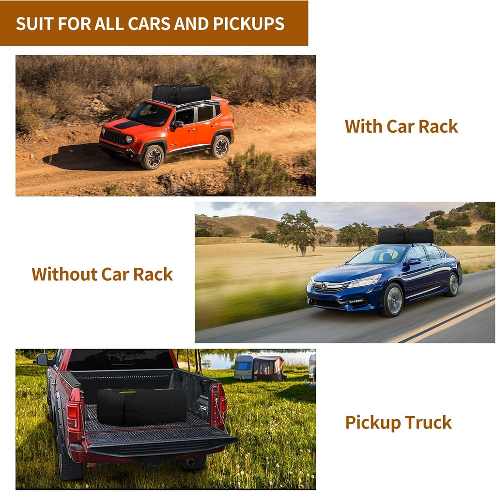15 Cubic ft Waterproof Roof Cargo Bag with Anti-Slip Mat and 6 Heavy-Duty Straps S144