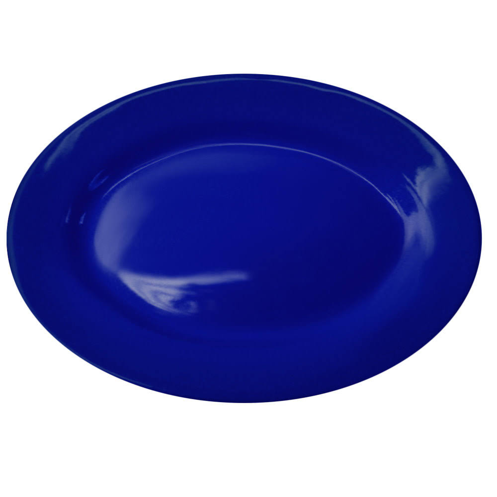 Cobalt Blue Stoneware Wide Rim Platter - 12/Case N630603