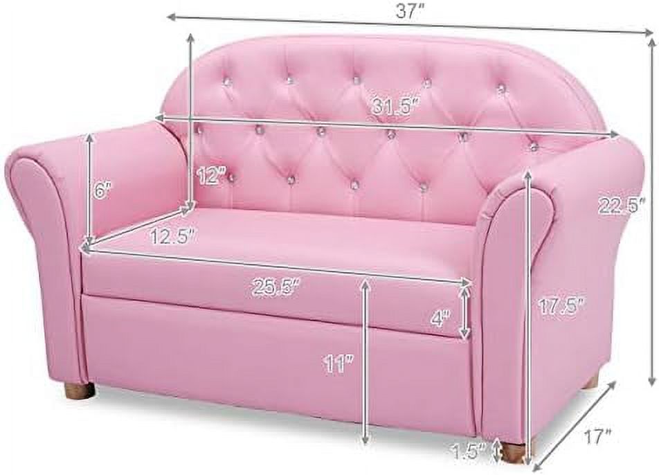 Pink PU Leather Sofa with Wood Construction P675