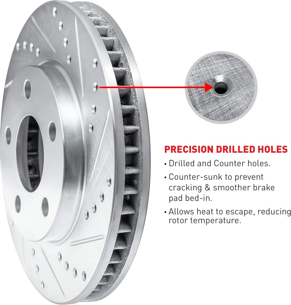 Front Rear Drilled and Slotted Brake Rotors H32221