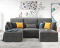 Oversized Chenille Dark Gray Modular Sectional Sofa with Storage and Chaise J59252