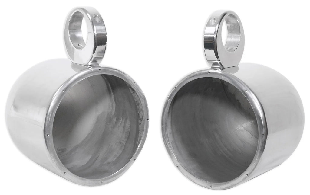 8” Polished Silver Aluminum Wakeboard Tower Speaker Enclosures O6977