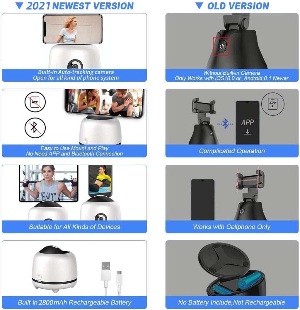 360 Rotation Smart Face Tracking Tripod Selfie Camera Q93513