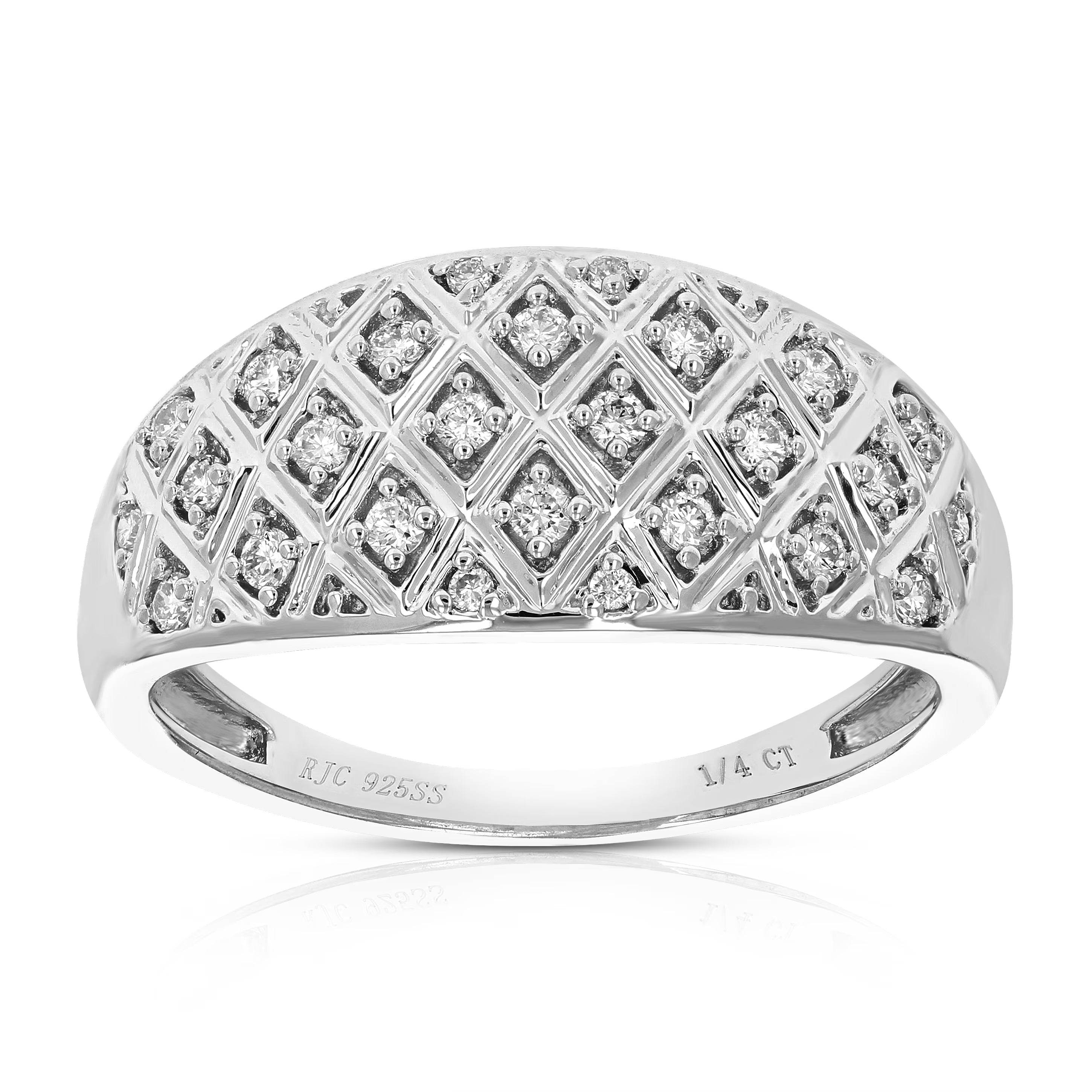 1/4 CTTW Lab Grown Diamond Engagement Ring in Sterling Silver Prong Size 7 V172