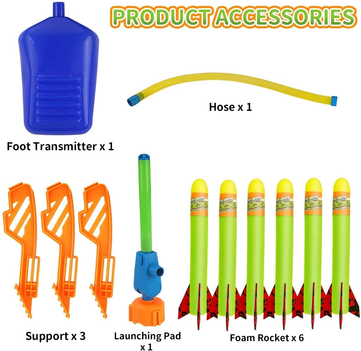 6 Foam Rockets Toy Air Rocket Launchers Glow in the Dark A15210