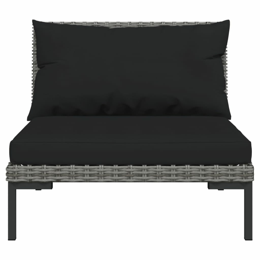 9 Piece Patio Set with Cushions Poly Rattan Dark Gray Z828943