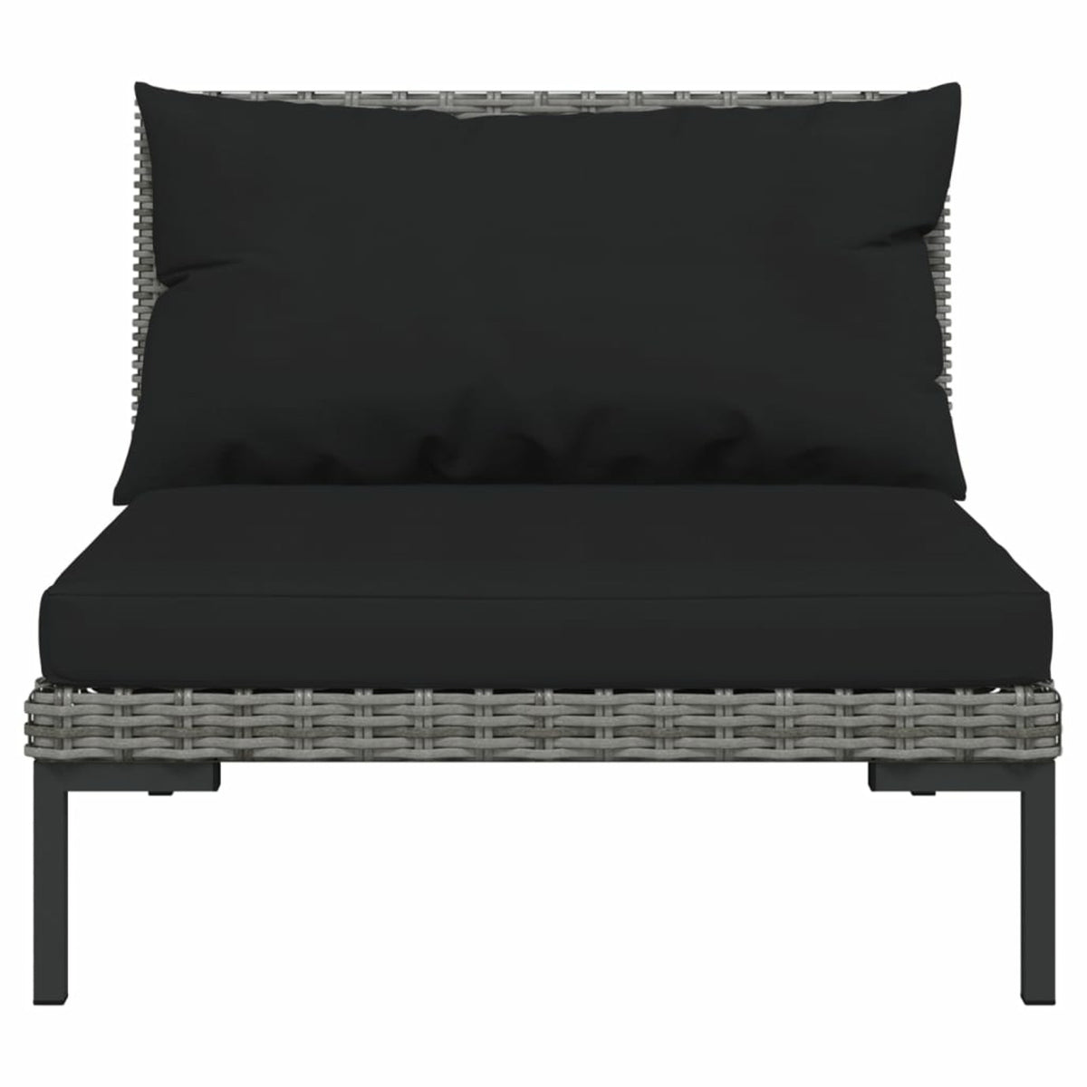 9 Piece Patio Set with Cushions Poly Rattan Dark Gray Z828943