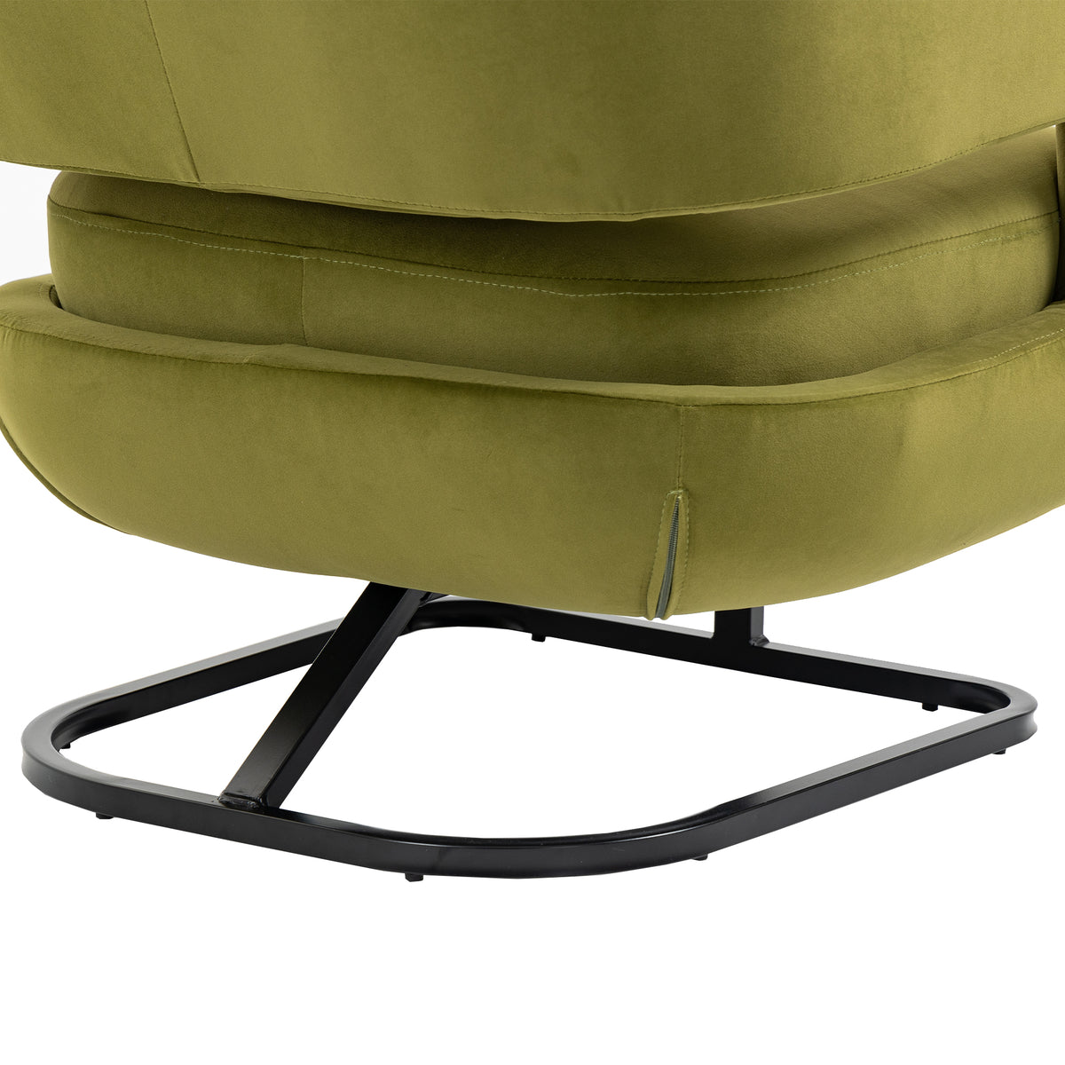 Olive Velvet Barrel Chair with Metal Base S388345