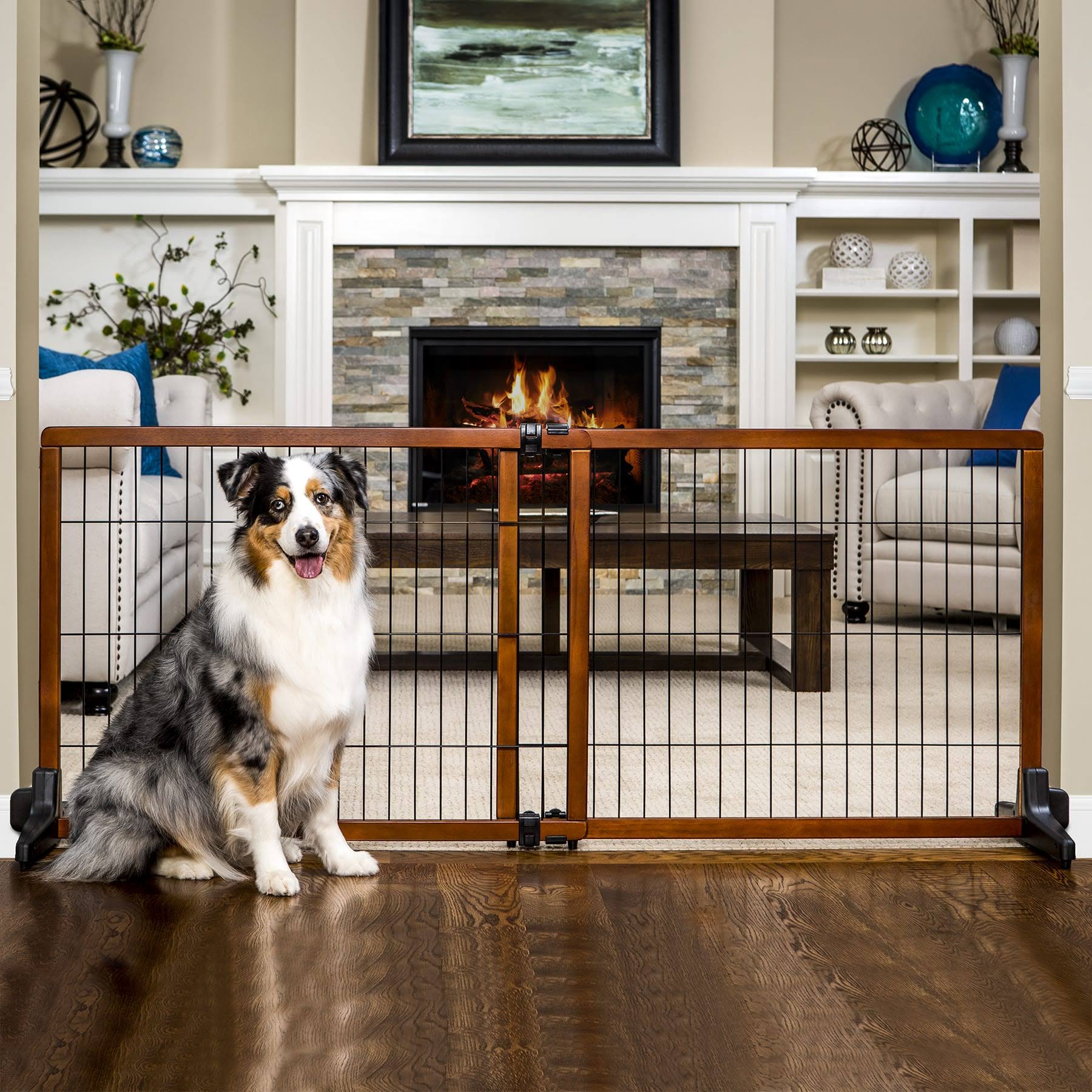 Freestanding Pet Gate, Brown/Black O869