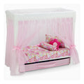 18 Inch Doll Canopy Single Bed with Doll Clothes Storage Drawer and 5 Piece Colorful Bedding Set P452354